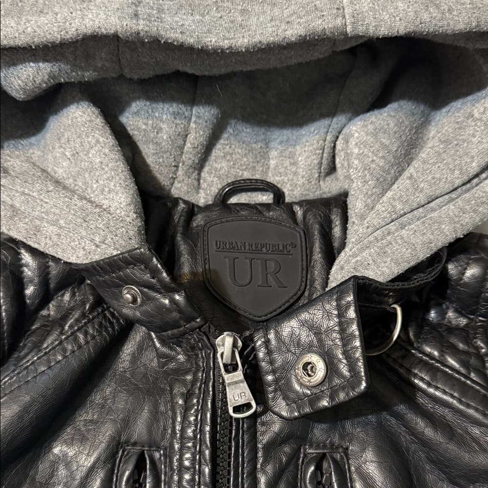 Urban Republic Black Jacket with Gray Hood - Thumbnail 2