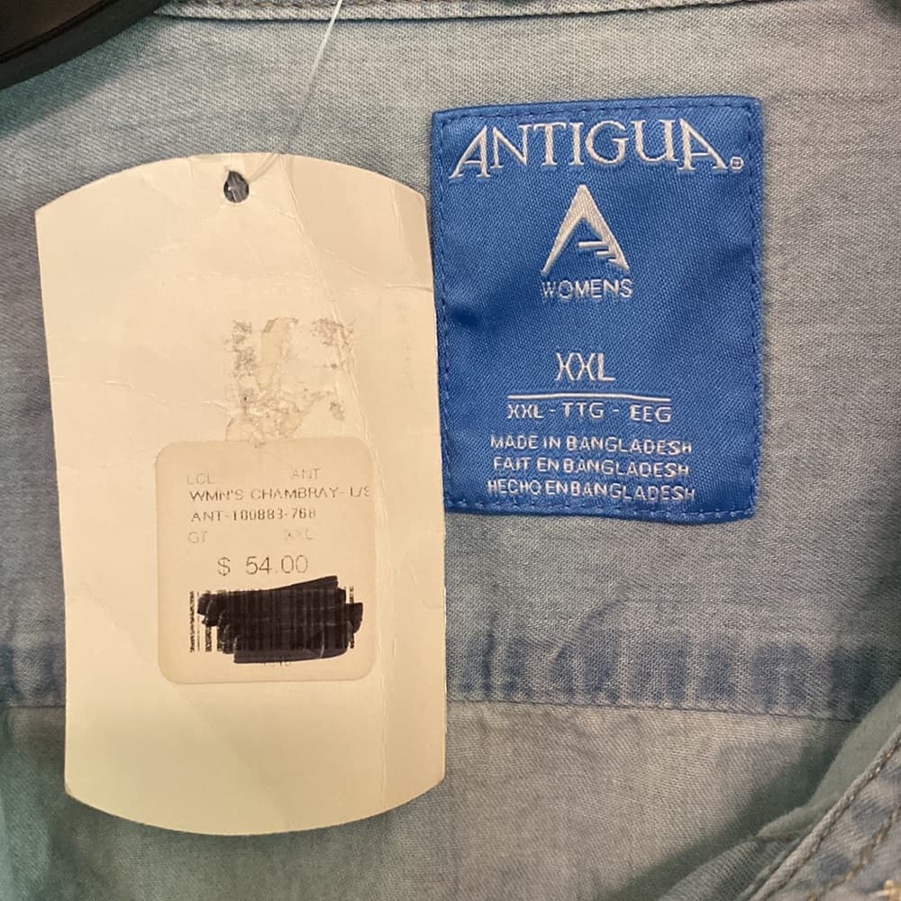 Antigua Georgia Tech Denim Button-Up Shirt - Size XXL - Thumbnail 2