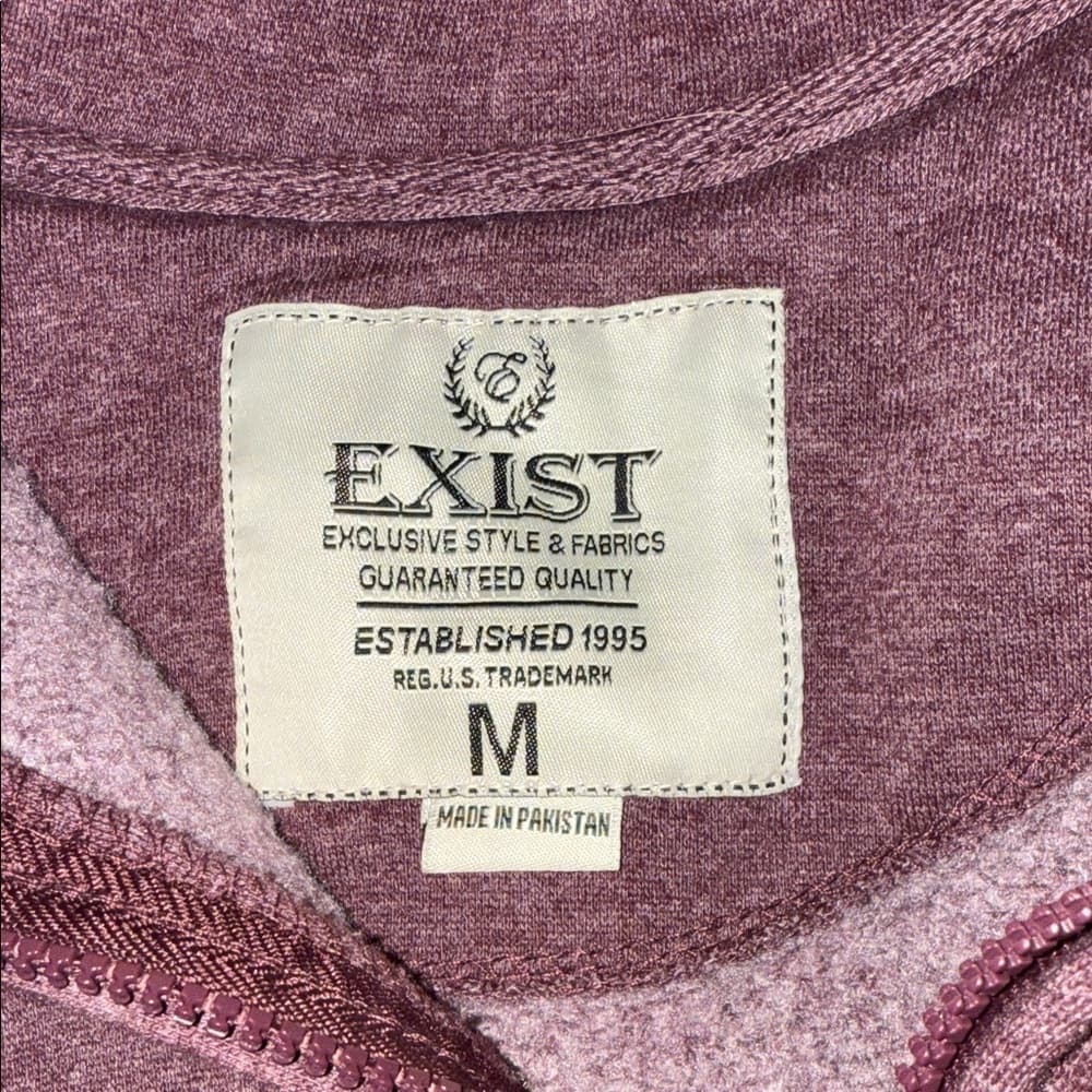 Exist Men's Maroon Zip-Up Sweater - Thumbnail 2