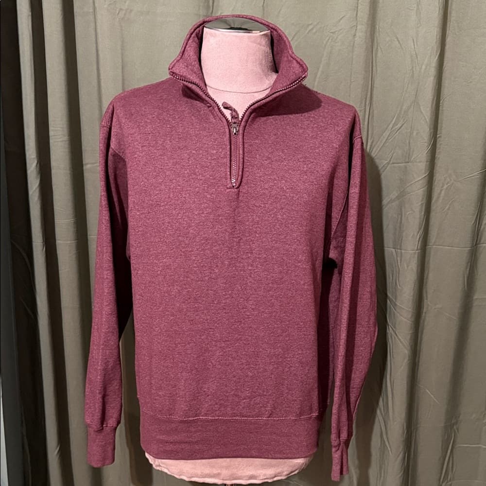 Exist Men's Maroon Zip-Up Sweater - Thumbnail 3