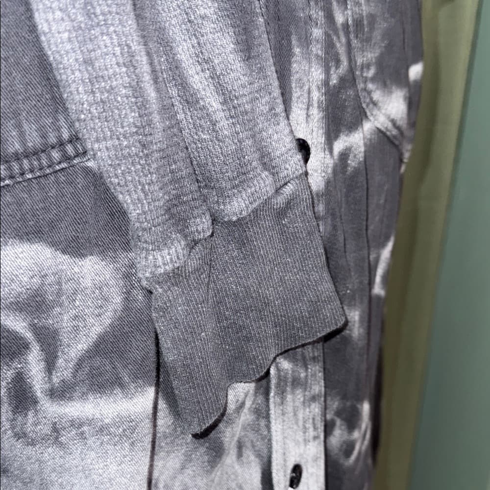 Men's Black and Gray Graphic Shirt Jacket - Thumbnail 3