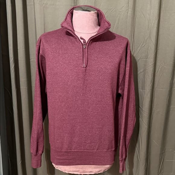 Exist Men's Maroon Zip-Up Sweater - Thumbnail 4