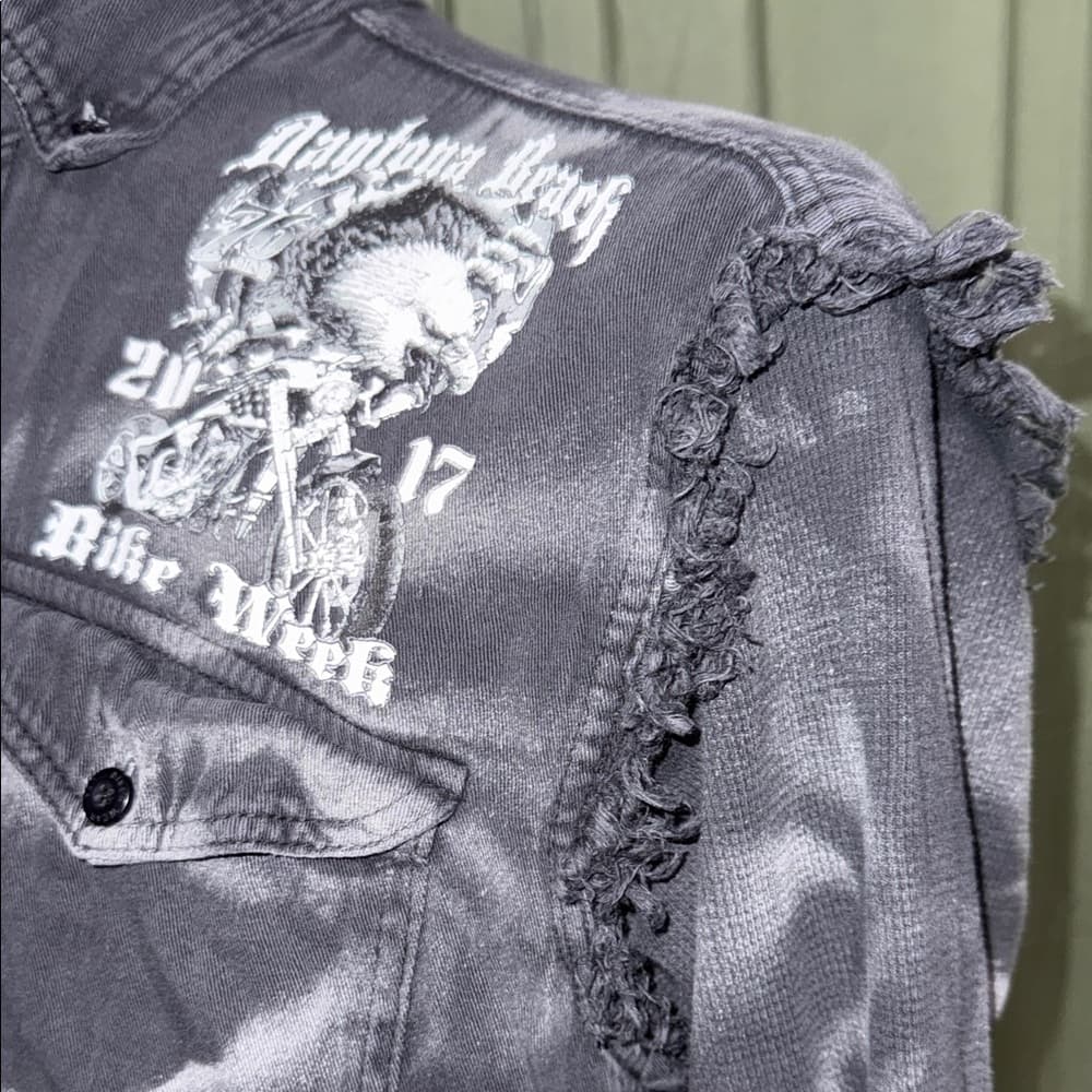 Men's Black and Gray Graphic Shirt Jacket - Thumbnail 4