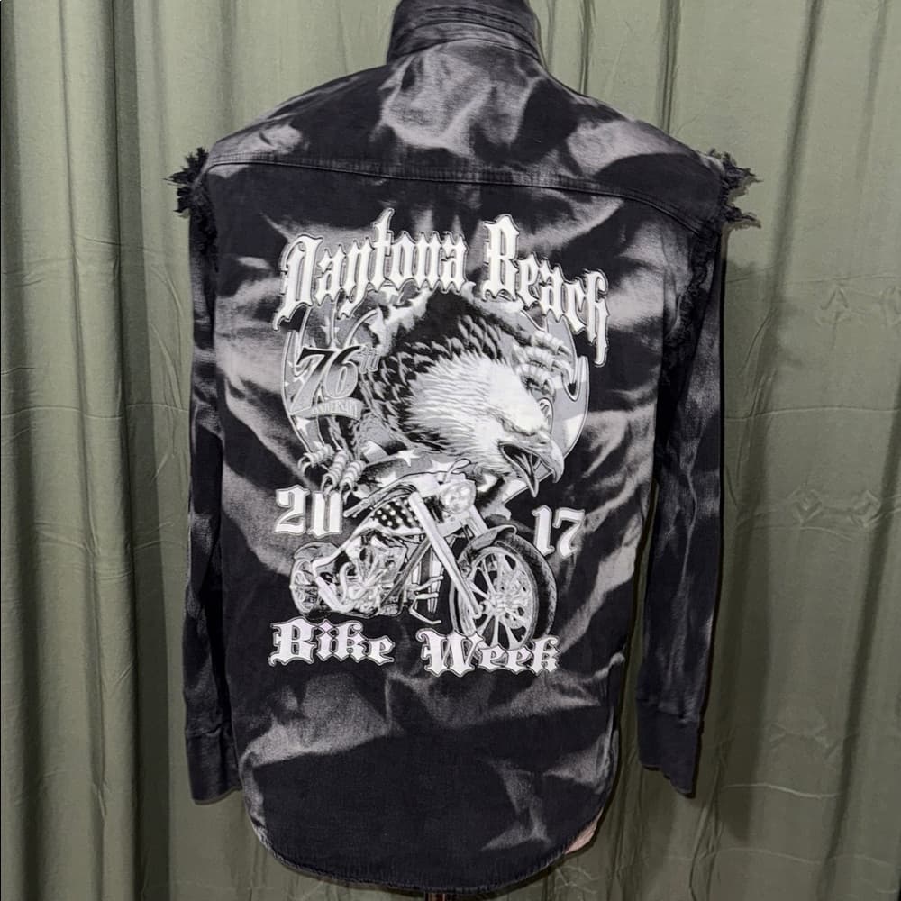 Men's Black and Gray Graphic Shirt Jacket - Thumbnail 5