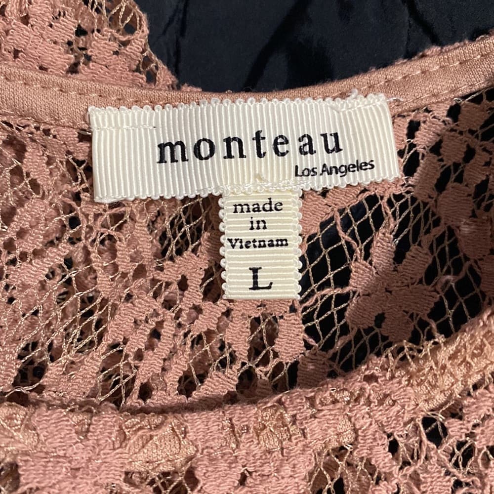 Monteau Lace Overlay Top - Size Large - Thumbnail 4
