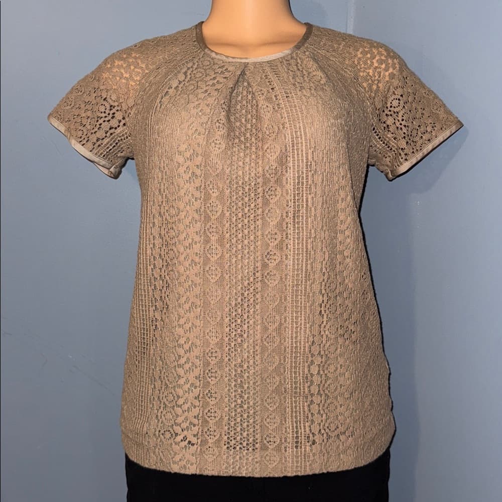 Brown lace shirt with liner - Thumbnail 8