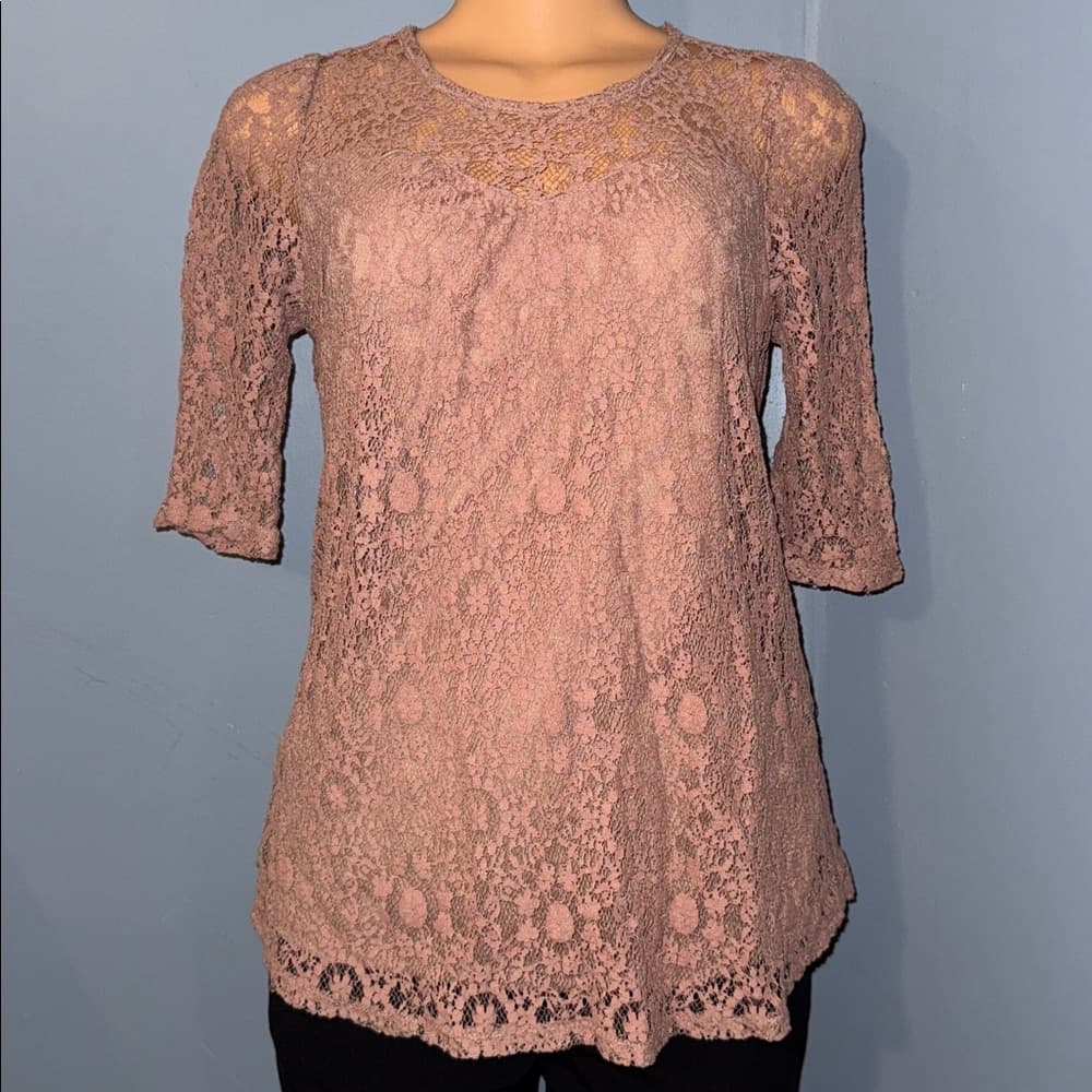 Monteau Lace Overlay Top - Size Large - Thumbnail 5
