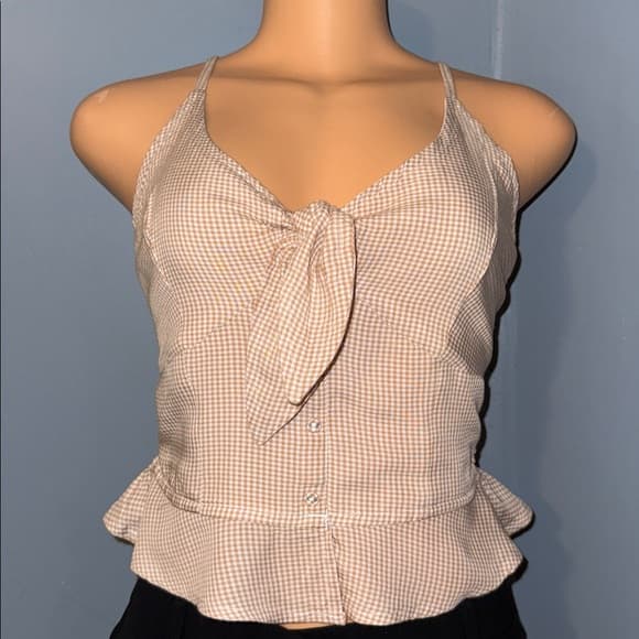 Japna Gingham Halter Tie-Front Top - Size M - Thumbnail 5