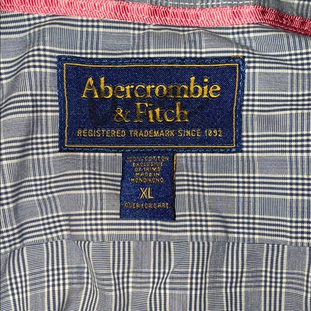 Abercrombie & Fitch Light Blue Plaid Short Sleeve Shirt Button Down - Thumbnail 3