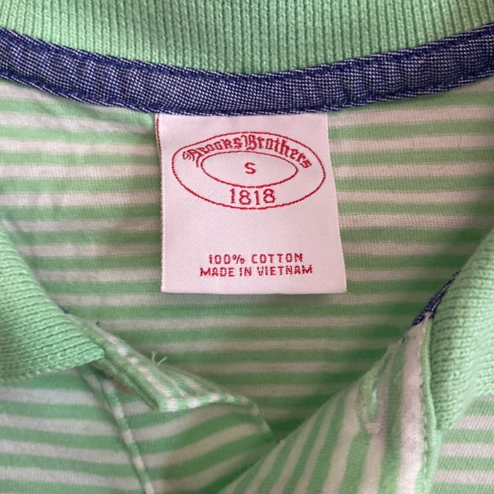 Brooks Brothers green & white striped polo shirt - Thumbnail 2