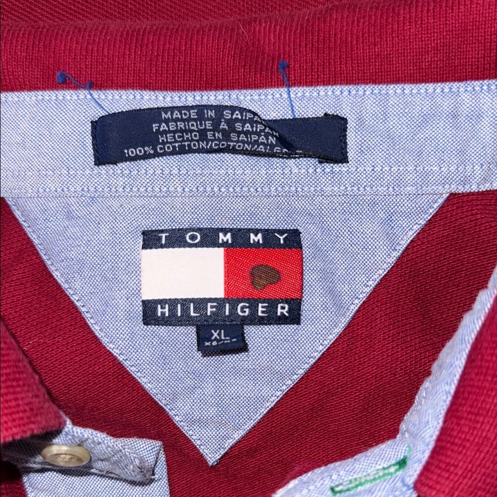 Tommy Hilfiger Red Polo with Blue Accents - Thumbnail 3