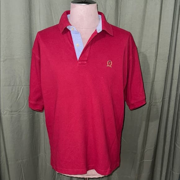Tommy Hilfiger Red Polo with Blue Accents - Thumbnail 5