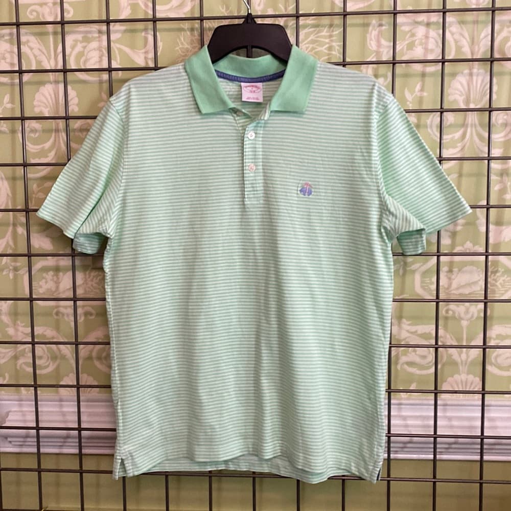 Brooks Brothers green & white striped polo shirt - Thumbnail 3