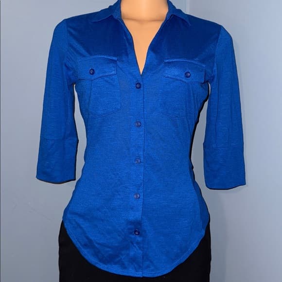 Candie's Royal Blue Button-Up Blouse - Size Small - Thumbnail 5