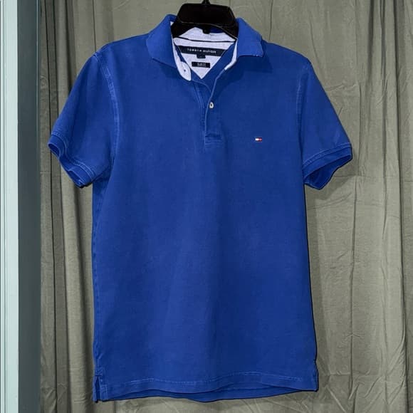 Tommy Hilfiger Men's Royal Blue Polo Shirt - Thumbnail 3