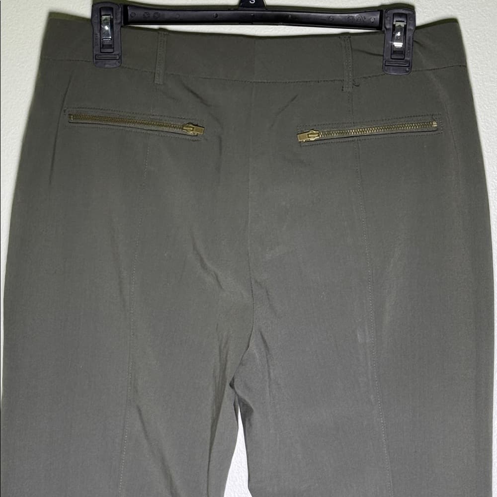 Olive green dress pants with zipper accents - Thumbnail 5