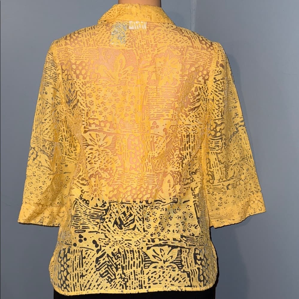 White Stag Yellow Sheer Button-Up Blouse - Size Small 4/6 - Thumbnail 2