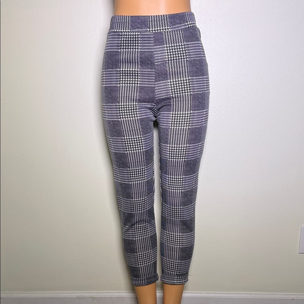 Plaid High-Waisted Women's Pants - Thumbnail 8