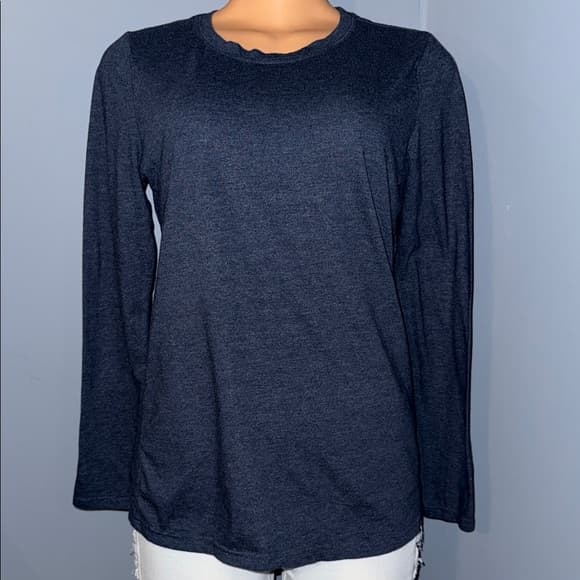 Time and Tru Women's Long Sleeve Top - Dark Blue - Thumbnail 3