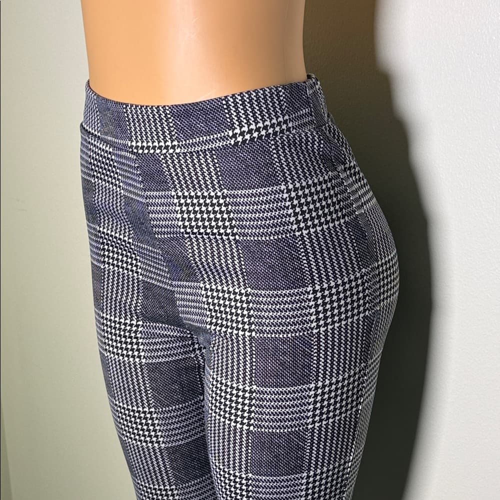 Plaid High-Waisted Women's Pants - Thumbnail 3