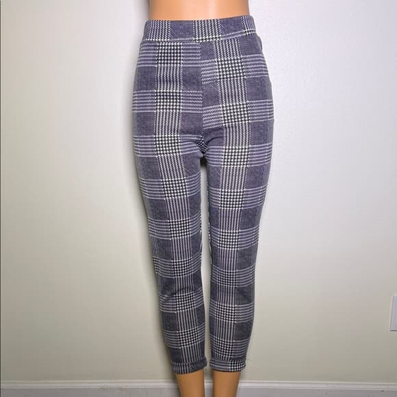 Plaid High-Waisted Women's Pants - Thumbnail 9
