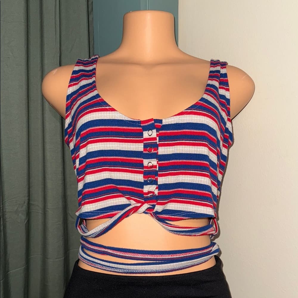 Vibrant Striped Knotted Tank Top - Thumbnail 6
