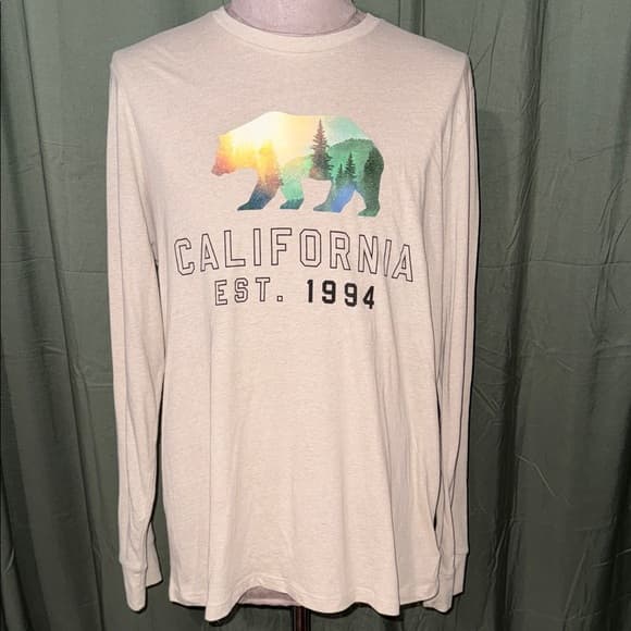 Old Navy California Bear Graphic Long Sleeve Shirt - Cream - Thumbnail 3