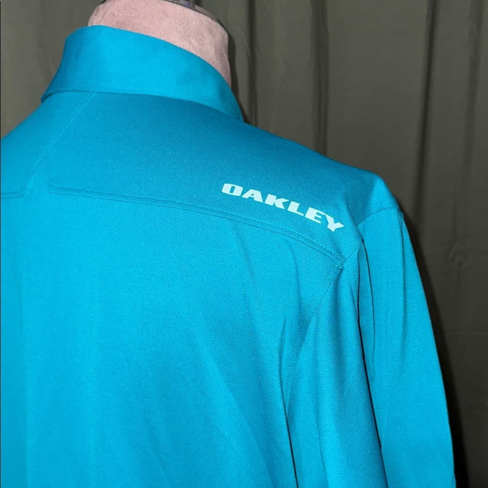Oakley Teal Striped Men's Polo Shirt - Thumbnail 2