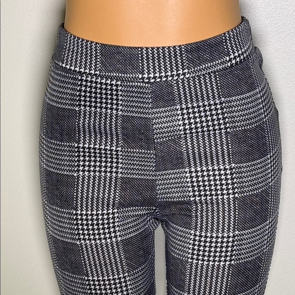 Plaid High-Waisted Women's Pants - Thumbnail 2