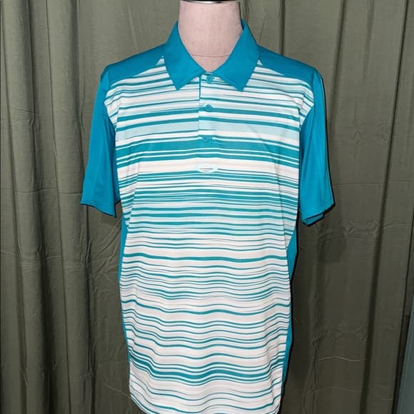 Oakley Teal Striped Men's Polo Shirt - Thumbnail 6