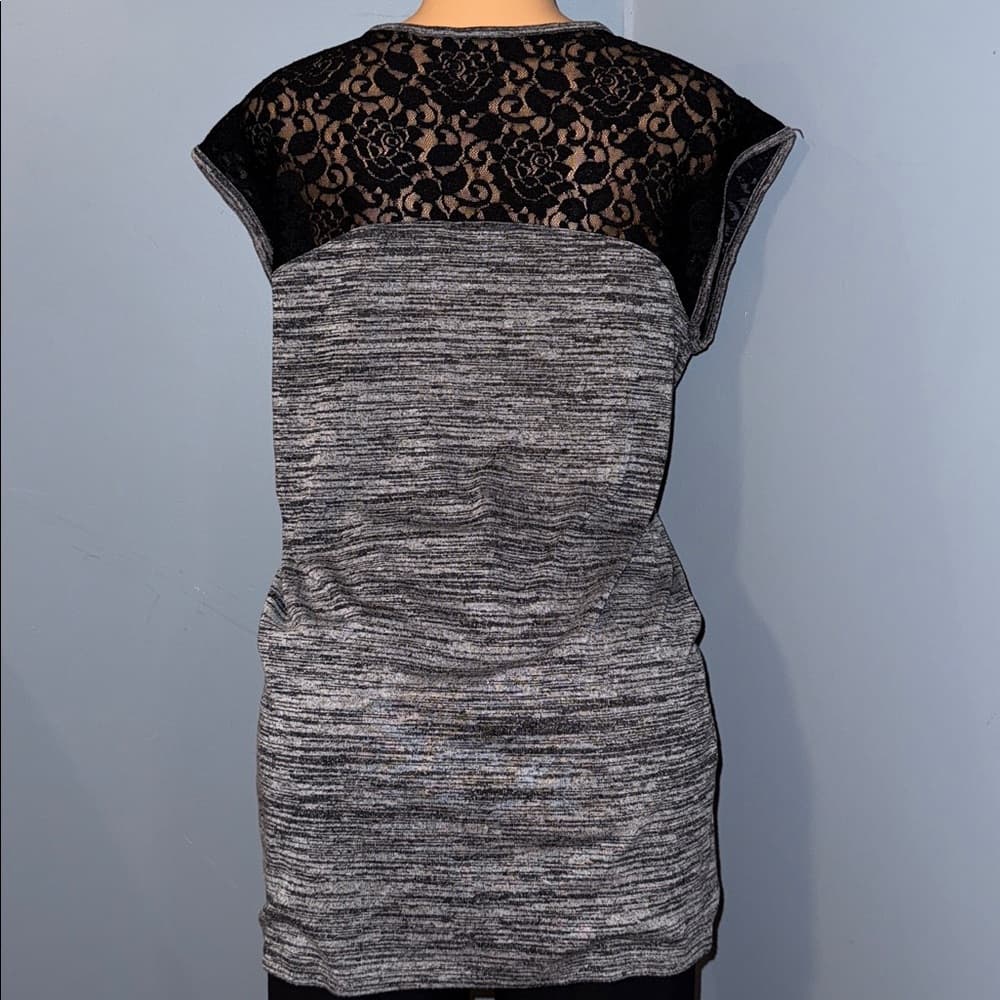 Express Grey Sleeveless Top with Lace Detail - Size Small - Thumbnail 2
