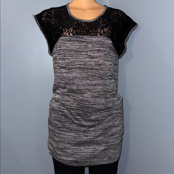 Express Grey Sleeveless Top with Lace Detail - Size Small - Thumbnail 6