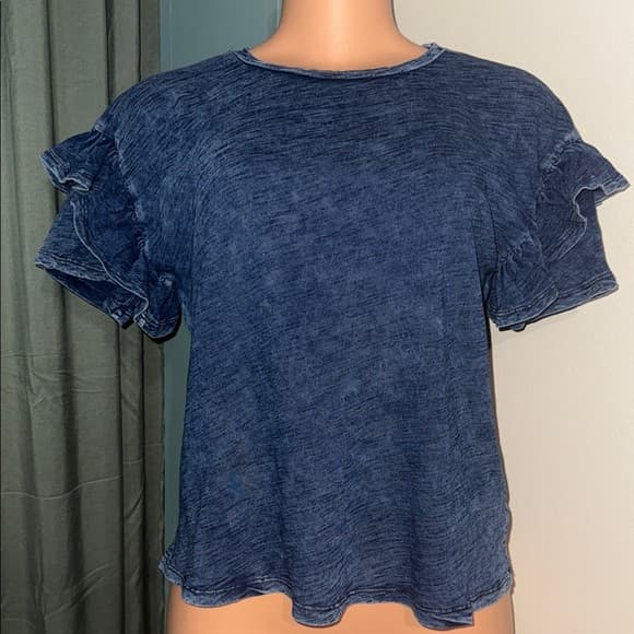 Universal Thread Navy Ruffle Sleeve Tee - Thumbnail 3