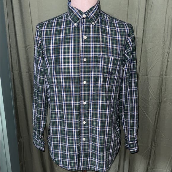 Chaps Navy and White Plaid Button-Down Shirt - Thumbnail 4