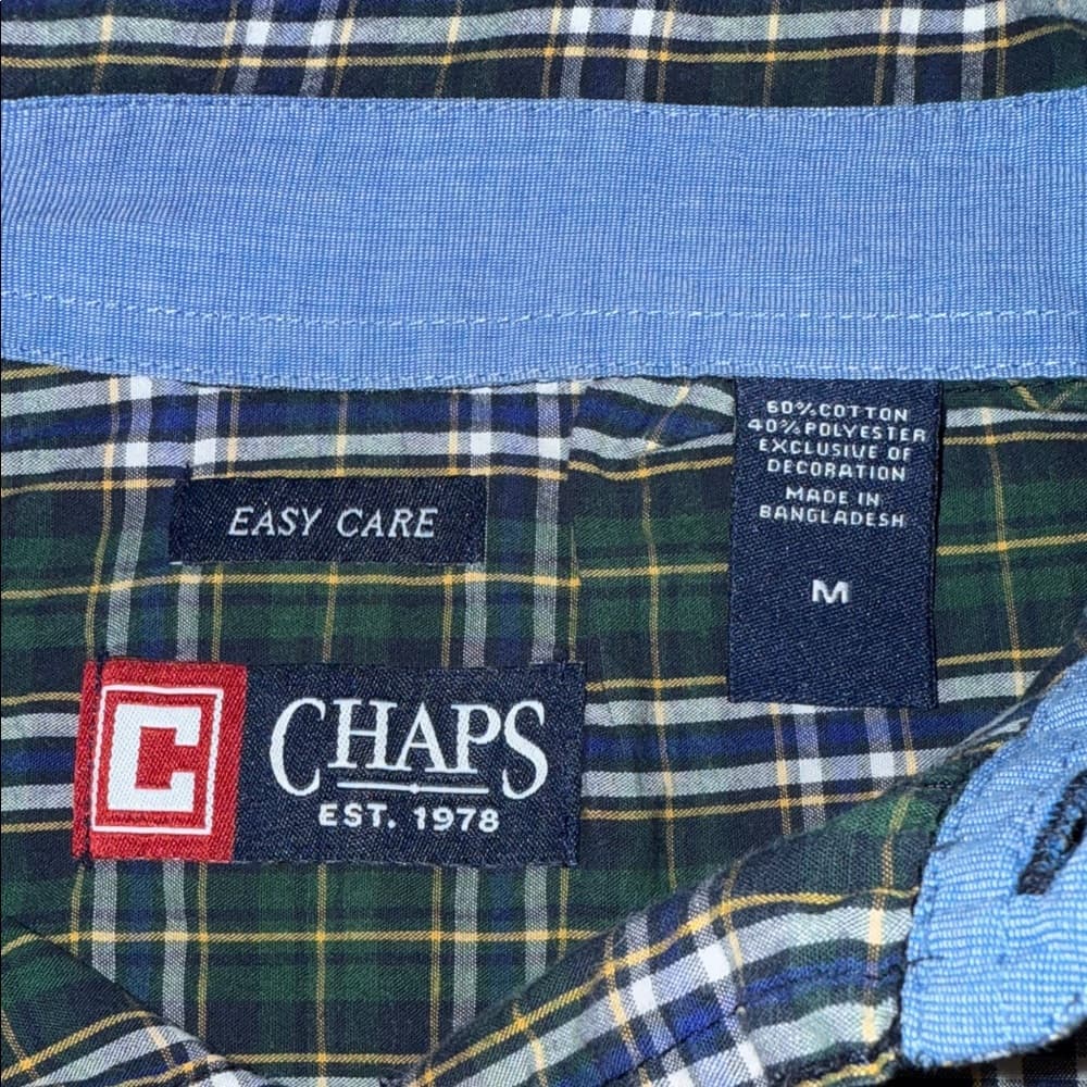 Chaps Navy and White Plaid Button-Down Shirt - Thumbnail 2