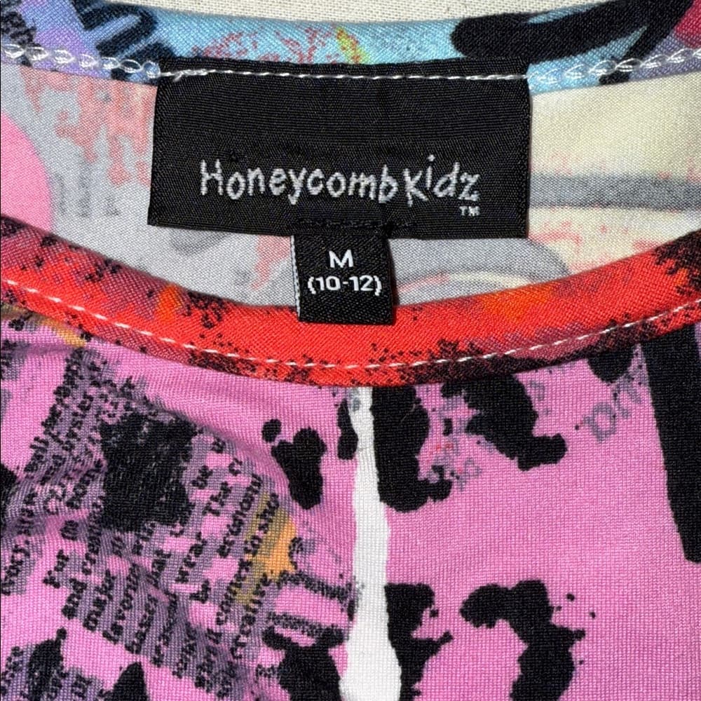 Honeycomb Kidz Colorful Graphic Crop Top - Thumbnail 5