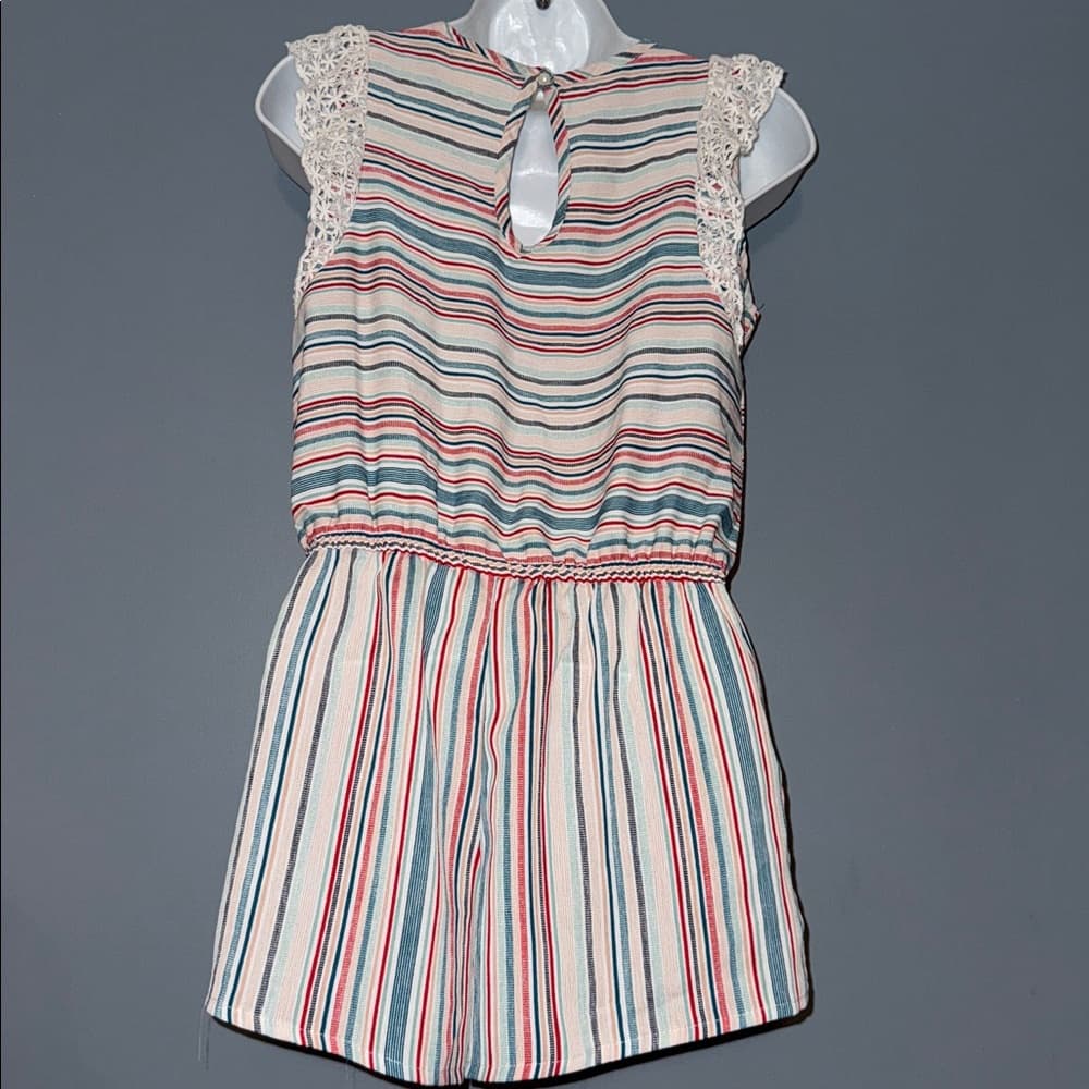 Belle Du Jour Striped Sleeveless Romper - Size Large - Thumbnail 4