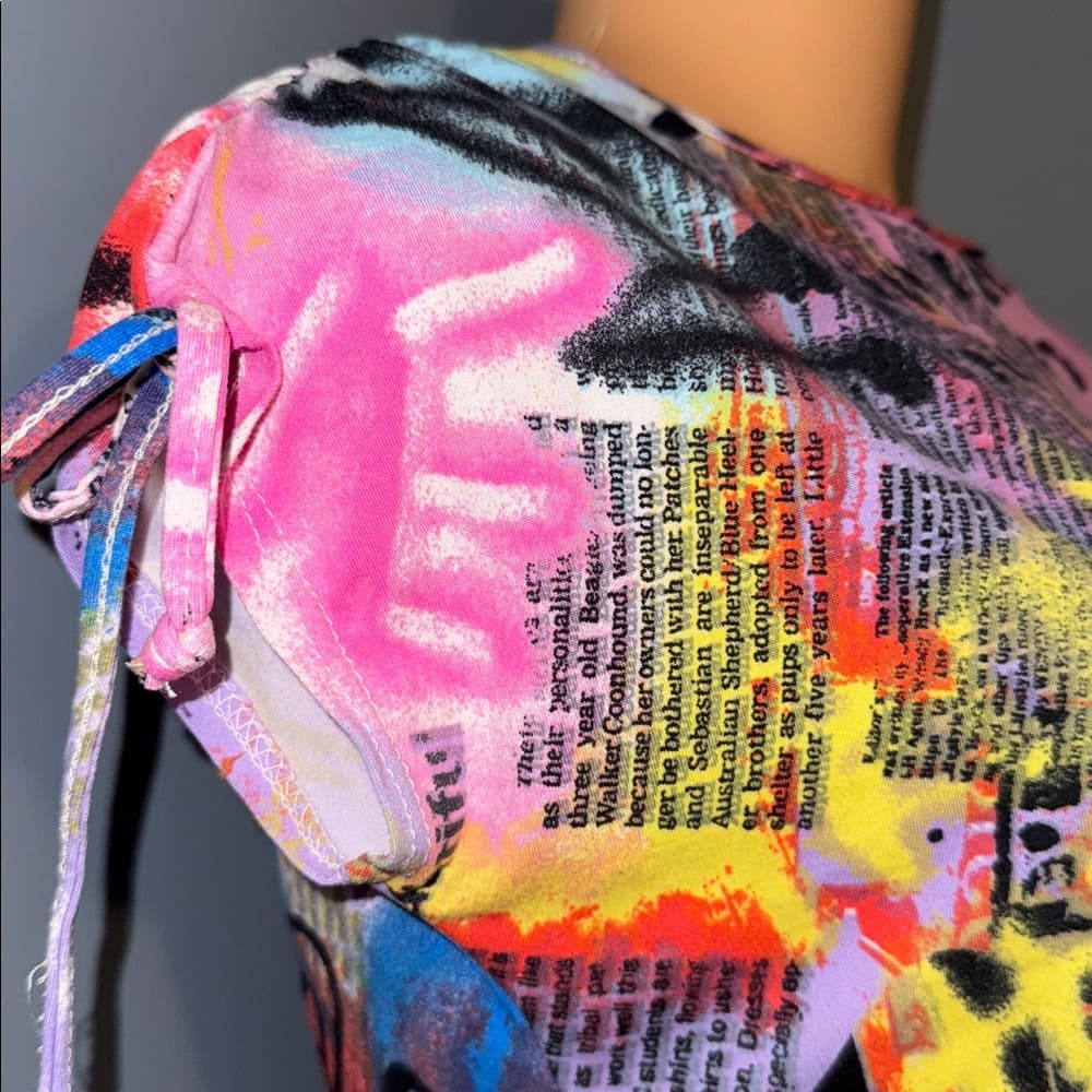 Honeycomb Kidz Colorful Graphic Crop Top - Thumbnail 4