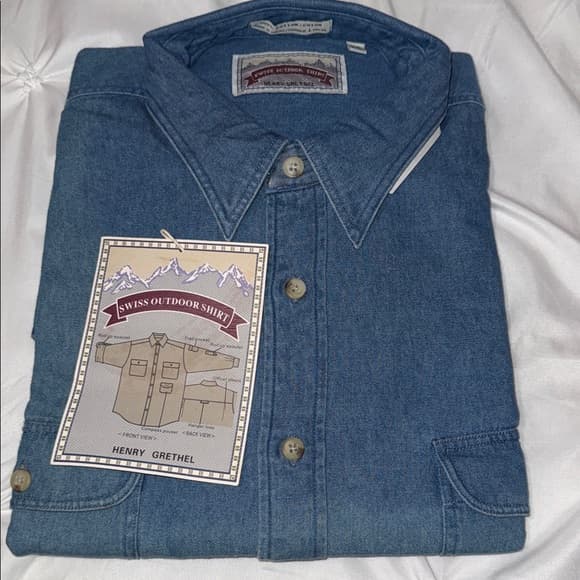 Henry Grethel Blue Casual Button Down Shirt - Thumbnail 6