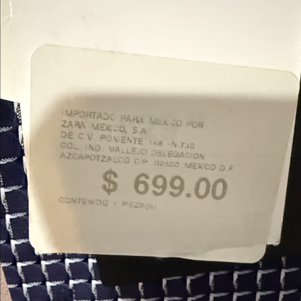 Zara Men's Dark Blue Patterned Button Down Shirt - Thumbnail 4