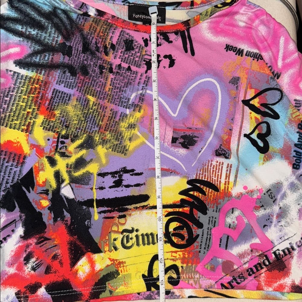 Honeycomb Kidz Colorful Graphic Crop Top - Thumbnail 6