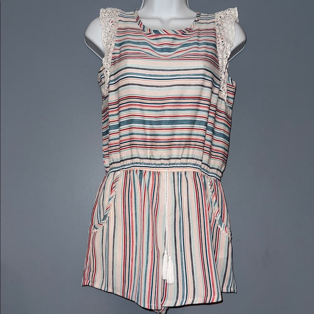 Belle Du Jour Striped Sleeveless Romper - Size Large - Thumbnail 5