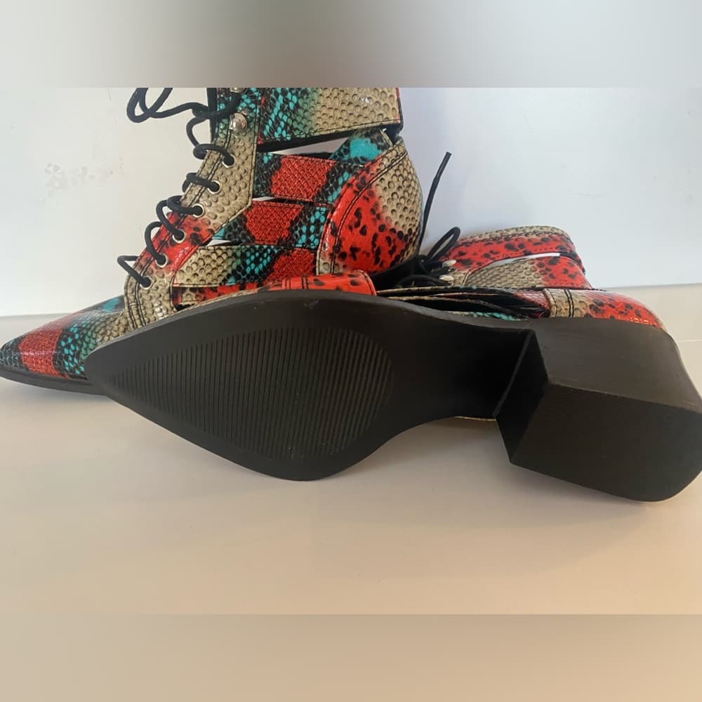 Multi-Color Snake Print Boots - Thumbnail 3