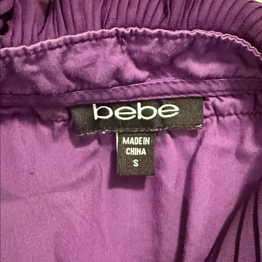 Elegant Purple Ruffled Cap Sleeve Blouse, Size Small - Thumbnail 4