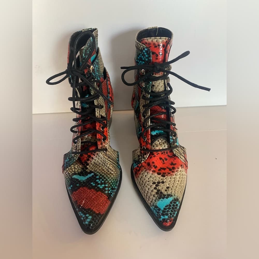 Multi-Color Snake Print Boots - Thumbnail 10