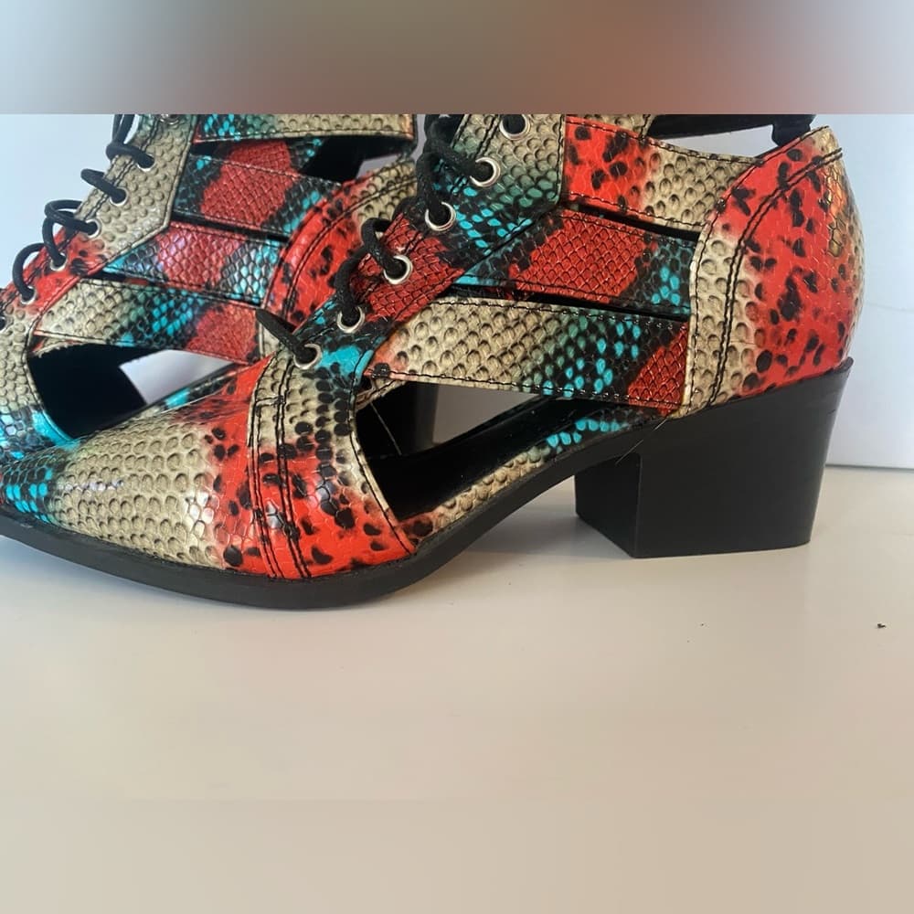Multi-Color Snake Print Boots - Thumbnail 6