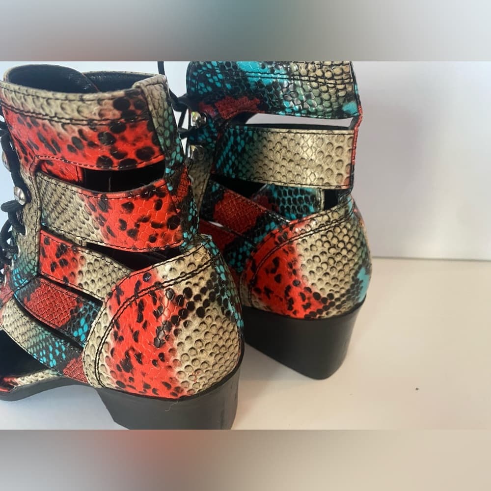 Multi-Color Snake Print Boots - Thumbnail 5