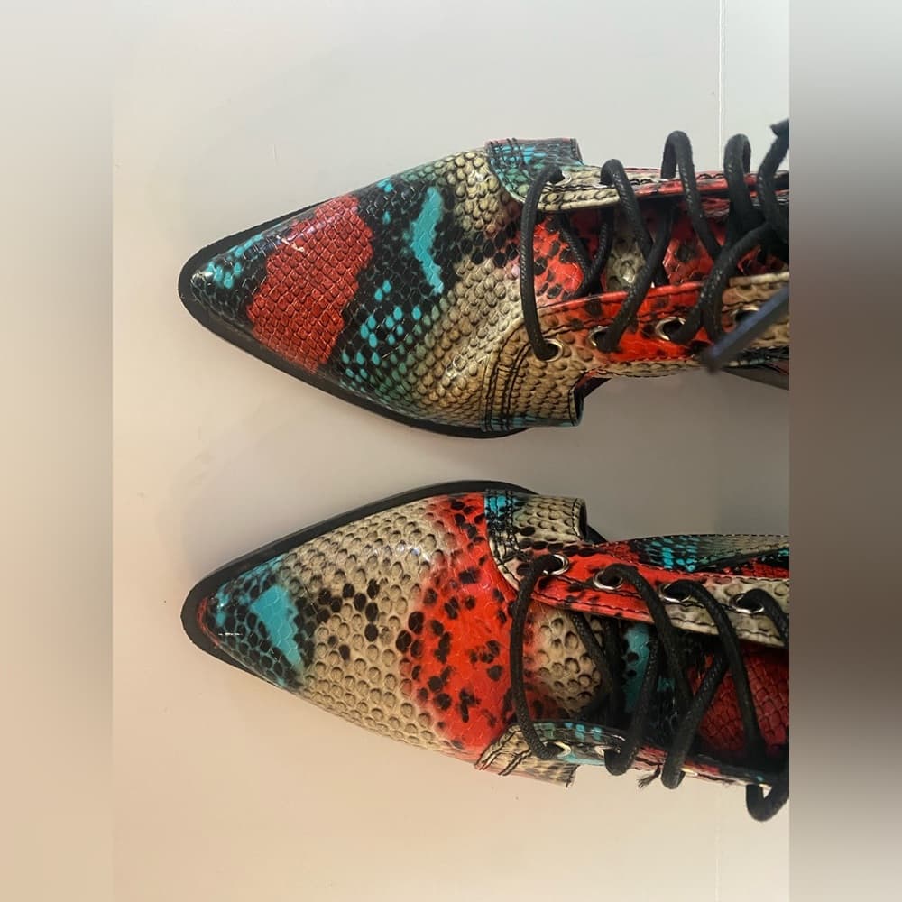 Multi-Color Snake Print Boots - Thumbnail 7