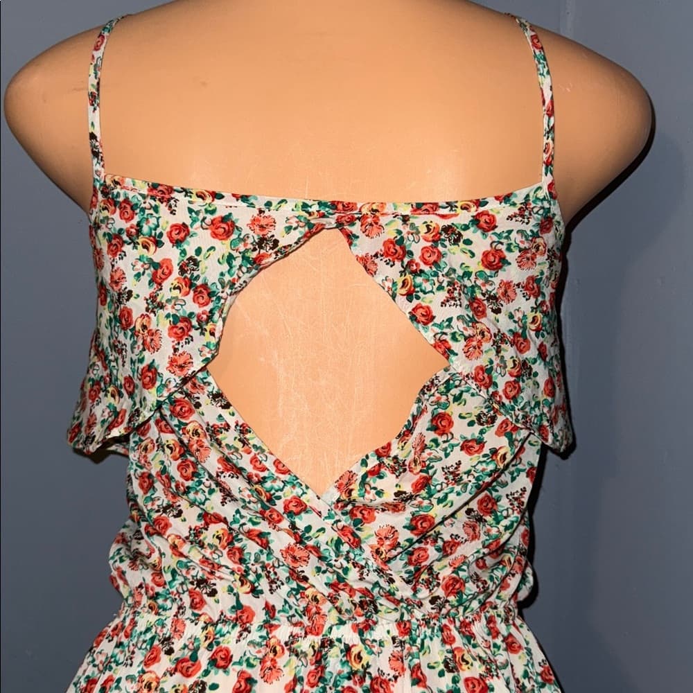 Floral Papaya Romper - Size Medium - Thumbnail 4
