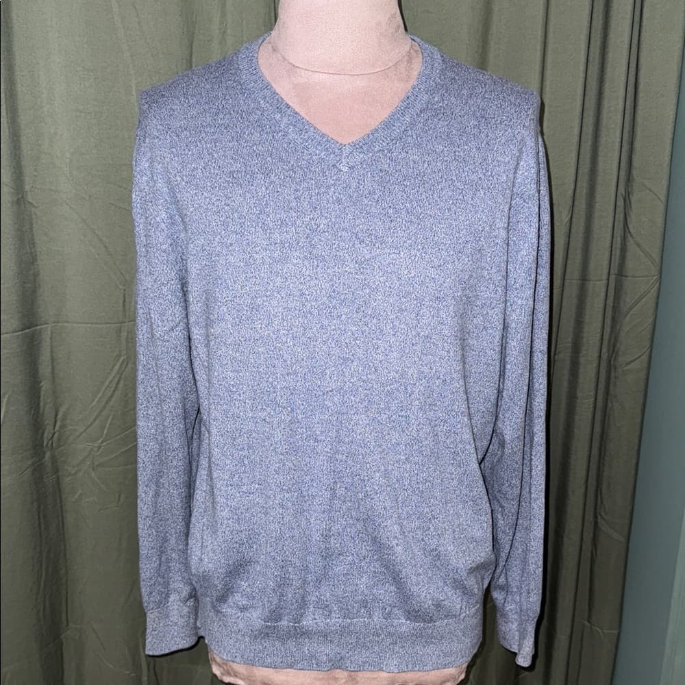 St. John's Bay Blue V-Neck Sweater - Thumbnail 4